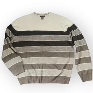 Dockers Gray brown Striped  Long Sleeve Sweater Size Large
